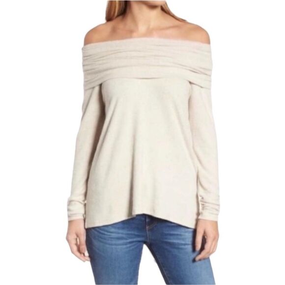 Gibson Look Women’s Cream (Ivory) Convertible Neckline Cozy Tunic Size : M & XL - Picture 1 of 7